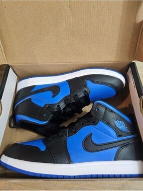 Jordan Royal Blue and Black Mid-Top Sneakers